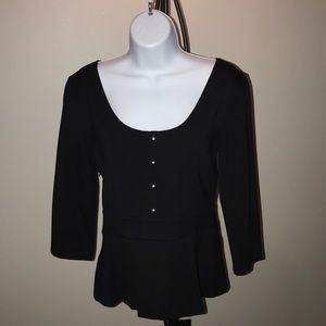 White House Black Market Black Peplum Top